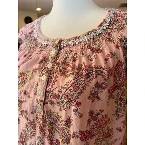 Aria Collection nightgown pink paisley 100% cotton size medium - Picture 8 of 9